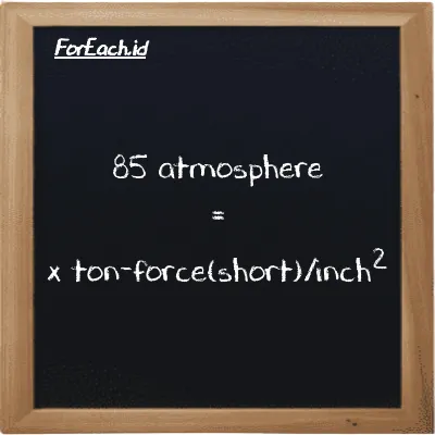 Example atmosphere to ton-force(short)/inch<sup>2</sup> conversion (85 atm to tf/in<sup>2</sup>)
